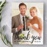 Carte Postale Mariage Merci mariée et chambre photo B<br><div class="desc">Carte postale mariage Merci mariée et de chambre - Script noir</div>