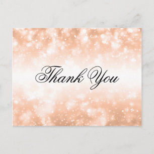 Carte Postale Mariage Merci Note Rose Gold Shimmer Lumières