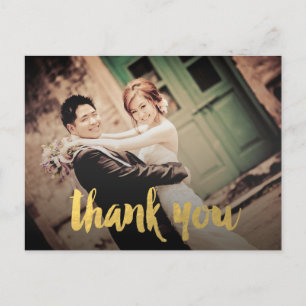 Carte postale Mariage Merci or