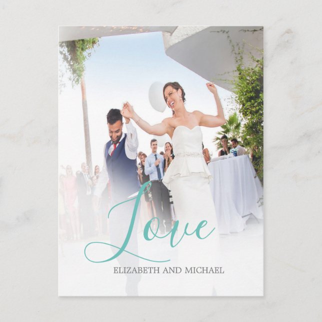 Carte Postale Mariage Merci Photo Elegant Love (Devant)