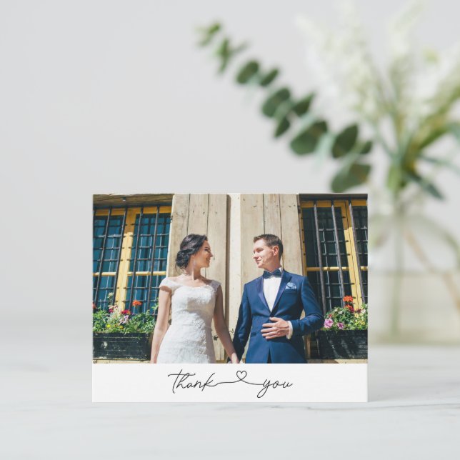 Carte Postale Mariage Merci photo simple et moderne (Debout devant)