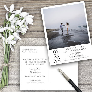 Carte Postale Mariage minimal simple Enregistrer la photo de la 