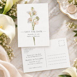 Carte Postale Mariage minimaliste avec lys calla - Save the Date
