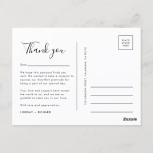 Carte Postale Mariage Minimaliste Moderne Propre Typographie Sim