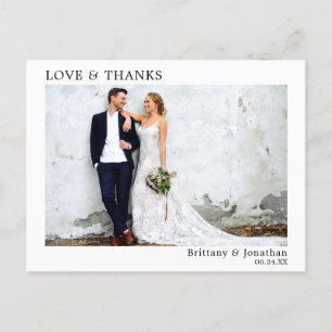 Carte Postale Mariage minimaliste moderne simple amour et remerc
