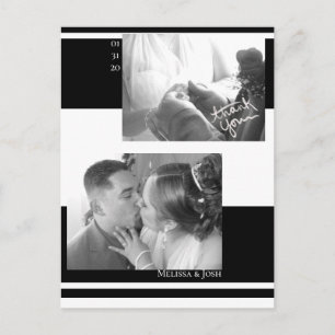 Carte Postale Mariage Minimaliste Rayures Noir et Blanc