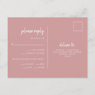 Carte Postale Mariage Minimaliste Rose Poussiéreux   Choix de Re