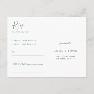 Carte Postale Mariage minimaliste simple et moderne RSVP