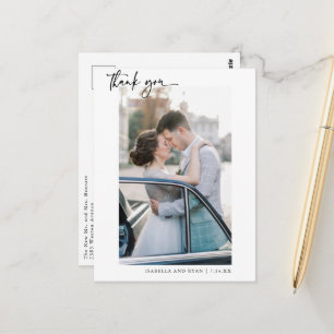 Carte Postale Mariage moderne Calligraphie Merci photo