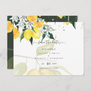 Carte Postale Mariage Moderne De Lemon Tree Enregistrer La Date