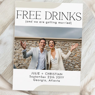Carte Postale Mariage moderne drôle Boissons Gratuites Enregistr