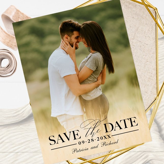 Carte Postale Mariage Moderne Et Design Enregistrer La Date Phot (Créateur téléchargé)