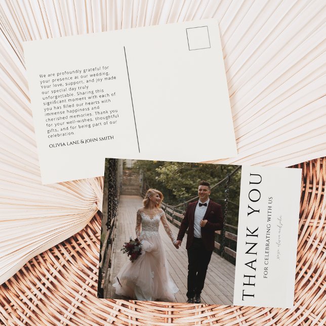 Carte postale Mariage moderne Merci (Créateur téléchargé)