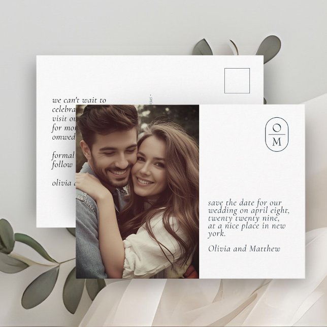 Carte Postale  Mariage Moderne Minimaliste Photo Monogramme  (Créateur téléchargé)