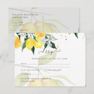 Carte Postale Mariage moderne RSVP Lemon Tree