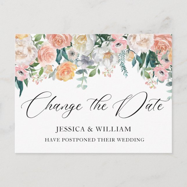 Carte Postale Mariage Modifier la date Roses bleus (Devant)