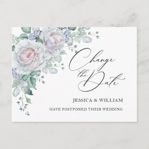 Carte Postale Mariage Modifier la date Roses bleus