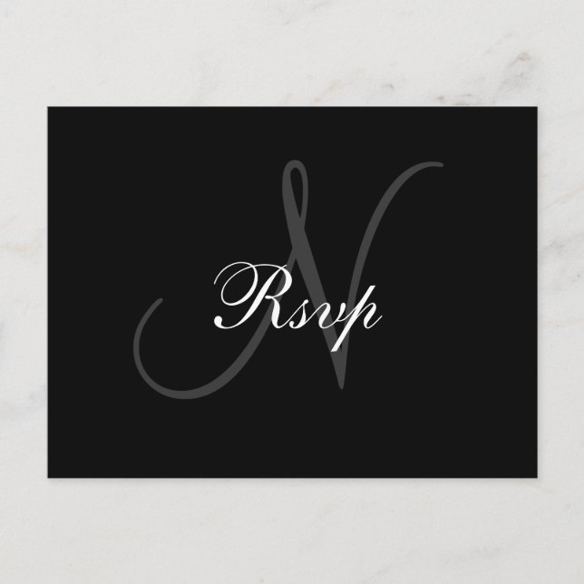 Carte postale mariage Monogram N RSVP (Devant)