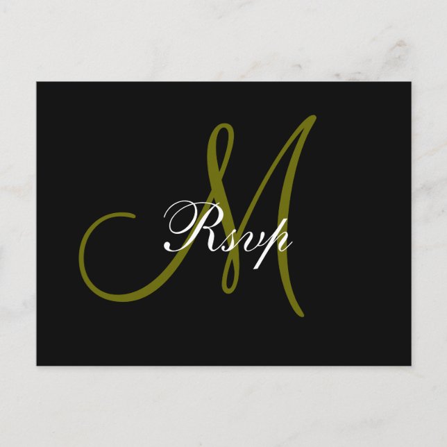 Carte postale mariage Monogram RSVP (Devant)