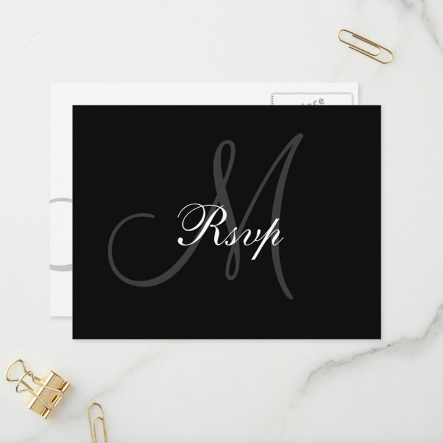Carte postale mariage Monogram RSVP (Créateur téléchargé)