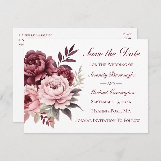 Carte Postale Mariage nautique Ancre Bleu marine Enregistrer la  (Devant / Derrière)