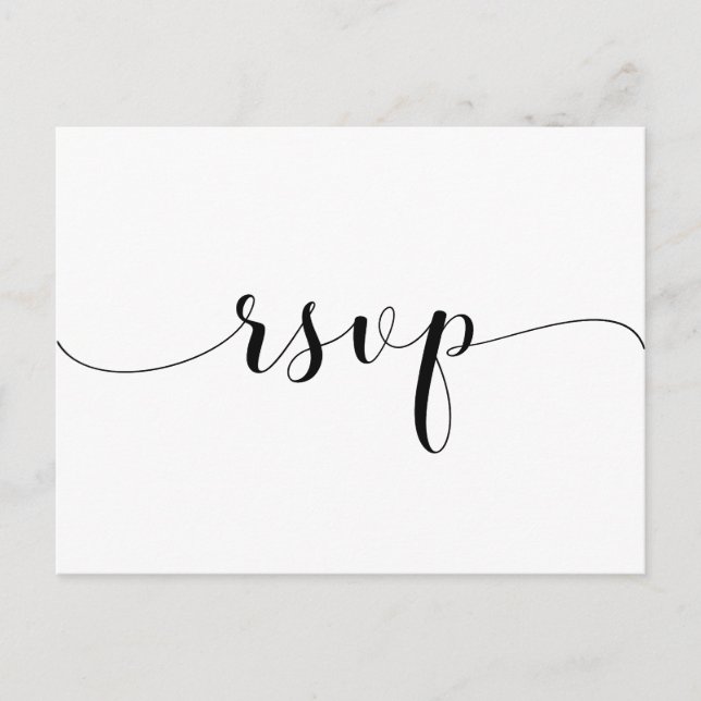 Carte Postale Mariage noir et blanc élégant RSVP (Devant)