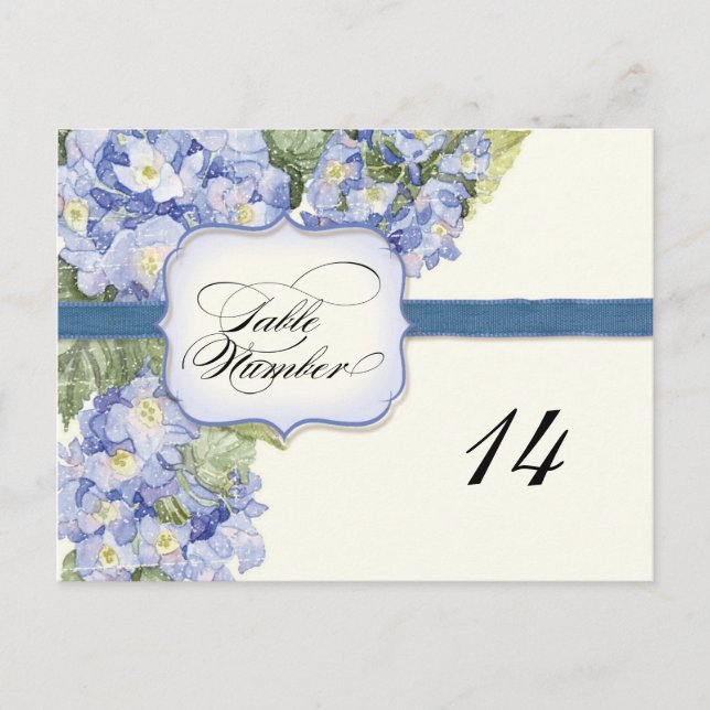 Carte Postale Mariage officiel bleu Hydrangea Bracket Floral (Devant)