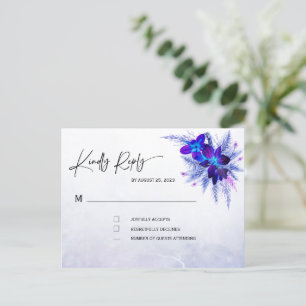 Carte Postale Mariage Orchidée bleue RSVP