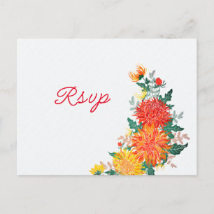 Carte Postale Mariage Pastel Orange Yellow Spring Dahlia Fleurs