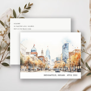 Carte Postale Mariage Paysage Aquarelle à Indianapolis, Indiana