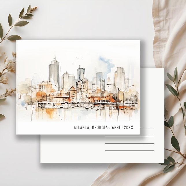 Carte Postale Mariage Paysage Aquarelle Atlanta Géorgie (Créateur téléchargé)