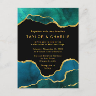 Carte postale Mariage peint en bleu turquoise et o