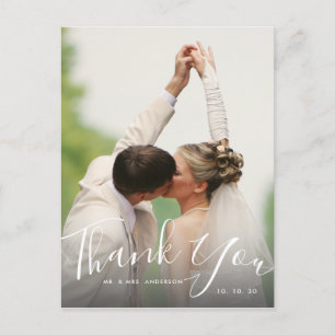 Carte Postale Mariage photo à la main chic en Merci