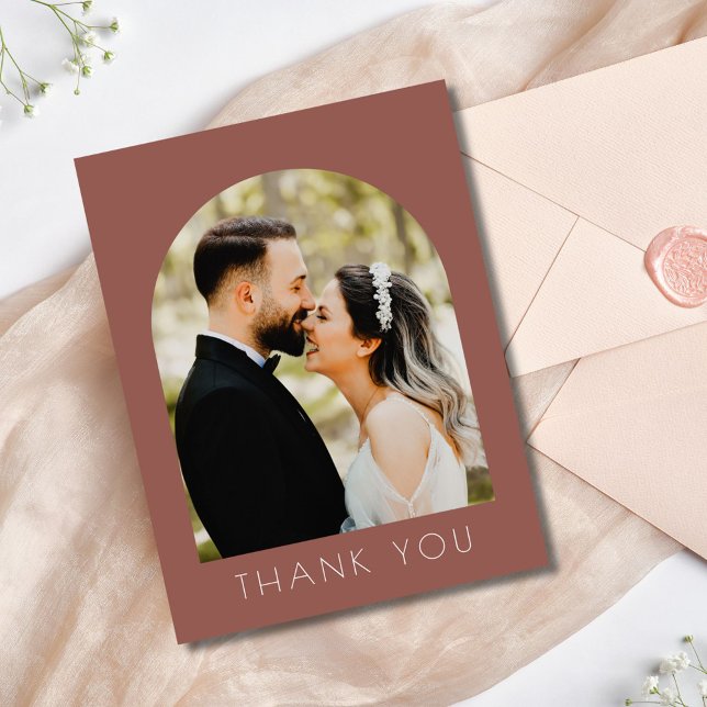 Carte postale Mariage photo Arch moderne (Modern Arch Photo Wedding Thank You Postcard)