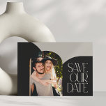 Carte Postale Mariage photo Beige Black Chic Modern Arch<br><div class="desc">Élégant et chic,  ce moderne enregistrer la date présente votre photo entourée de formes arches en noir et beige.</div>