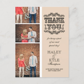 Carte postale Mariage photo beige neutre