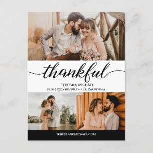 Carte Postale Mariage photo Classic Thankful Script 3