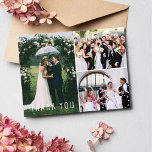 Carte Postale Mariage Photo Collage Merci<br><div class="desc">Belle carte postale de remerciement mariage avec trois de vos photos préférées de jour de mariage et un design de texte simple et moderne. Ajoutez vos photos à l'avant et votre message et retournez l'adresse à l'arrière. Si vous avez besoin d'aide pour recadrer ou placer vos photos - contactez-moi par...</div>