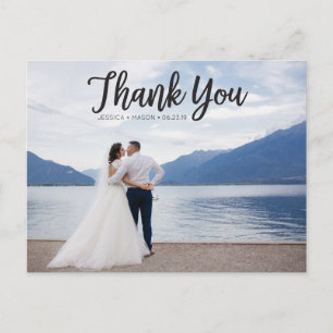 Carte postale Mariage photo de script rustique