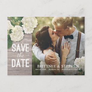 Carte Postale Mariage Photo Enregistrer La Date Hydrangeas Lumiè