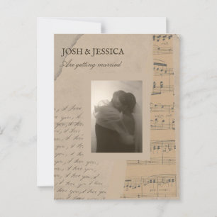 Carte Postale mariage photo esthétique papier vintage