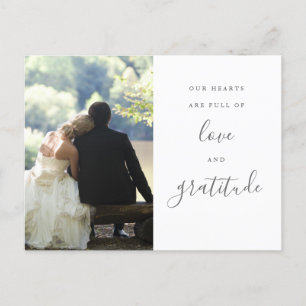 Carte Postale Mariage Photo Gris Et Blanc Script Merci