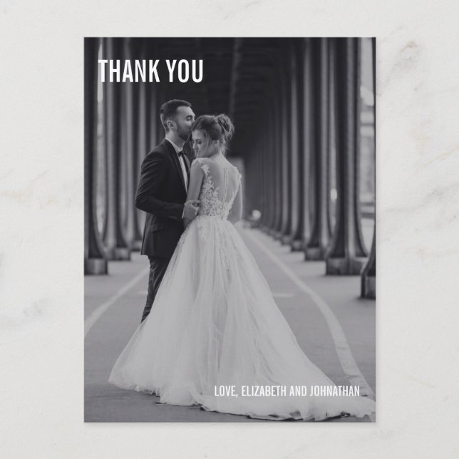 Carte postale Mariage photo Merci (Devant)