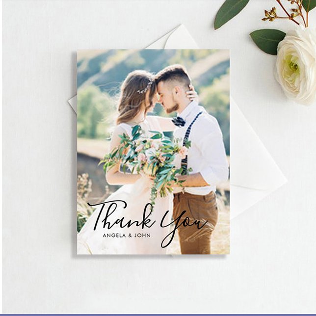 Carte Postale Mariage photo Merci à la main (Créateur téléchargé)