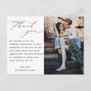 Carte Postale Mariage photo Merci de lettres main