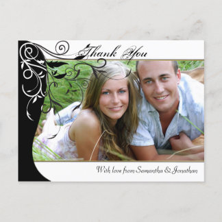 Carte postale Mariage photo Merci noir et blanc