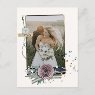 Carte Postale Mariage Photo Merci Rustique Collages Séquins