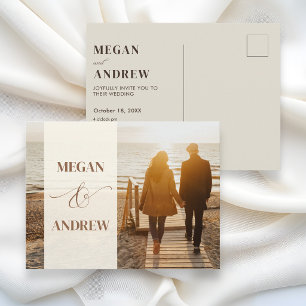 Carte Postale Mariage photo minimaliste beige