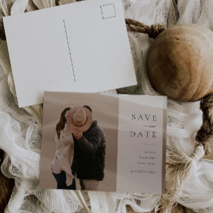 Carte Postale Mariage photo minimaliste Économisez Notre Date