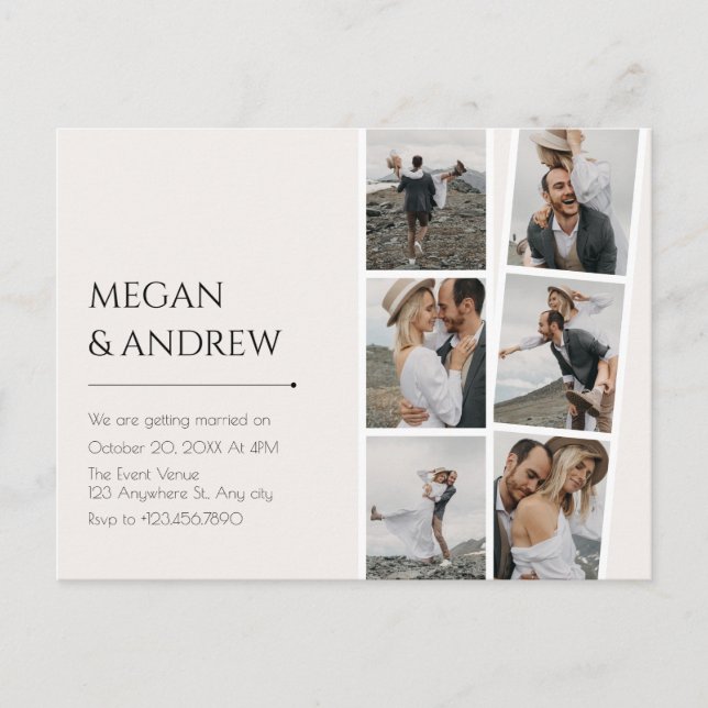 Carte Postale Mariage photo minimaliste moderne (Devant)
